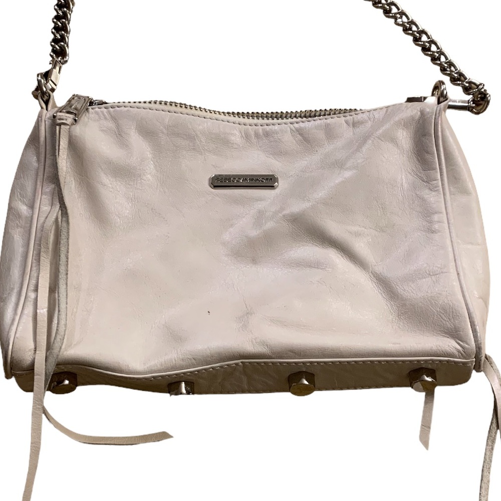 Rebecca Minkoff | Leather Mini Mac Tassels Zipper Detail Cream White Crossbody - Picture 10 of 16
